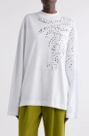 Dries Van Noten Hegelson Eyelet Oversize Cotton T-shirt In White