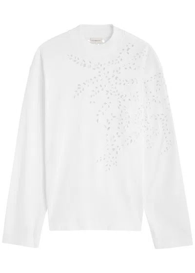 Dries Van Noten Broderie Anglaise Cotton-jersey T-shirt In White