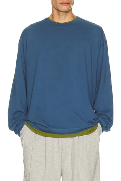 Dries Van Noten Hegland Long Sleeve Tee Shirt In Blue