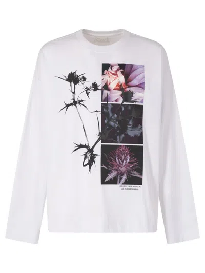 Dries Van Noten Hegland Long-sleeved Printed Tshirt Clothing In White