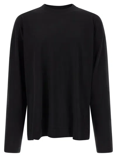 Dries Van Noten Crew Neck Long Sleeves Plain T-shirt In Black