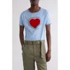 Dries Van Noten Helm Heart Graphic Ringer T-shirt In Pale Blue