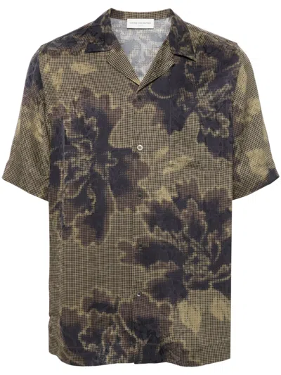 Dries Van Noten Brown Jacquard-graphic Shirt In 703 Green
