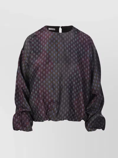 Dries Van Noten Hemmed Geometric Pattern Shirt With Keyhole Back In Black
