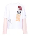 Dries Van Noten Hemmings Printed Double-sleeved T-shirt In White