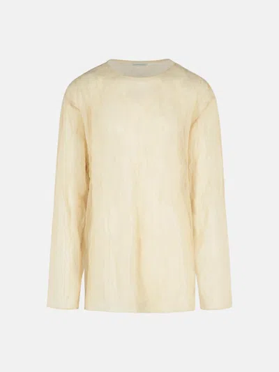 Dries Van Noten 'hen' Grey Cotton T-shirt In Ivory