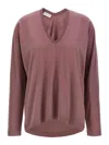 Dries Van Noten V Neck Long Sleeves Relaxed Fit Top In Purple