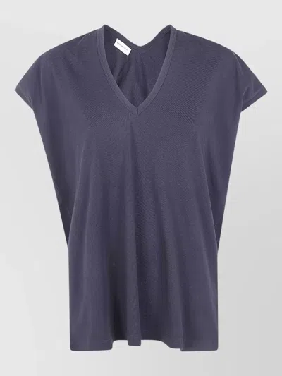 Dries Van Noten Hena Short Sleeve V Neck Top In Blue