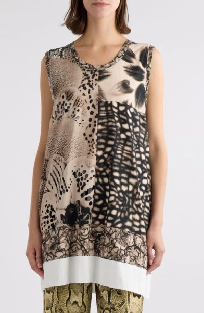 Dries Van Noten Henetta Mixed Print Cotton Tank In White