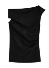 Dries Van Noten Off-the-shoulder Draped Cotton-jersey Top In Black