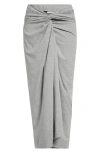 Dries Van Noten Twisted Cotton-jersey Midi Skirt In Grey Melange