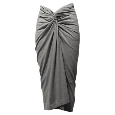 Dries Van Noten Herchive Knotted Midi Skirt In Grey Cotton In Gray