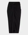 Dries Van Noten Knot Front Cotton Jersey Midi Skirt In Black