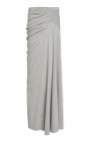 Dries Van Noten Herens Draped Cotton-jersey Maxi Skirt In Grey