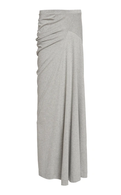 Dries Van Noten Herens Draped Cotton-jersey Maxi Skirt In Grey