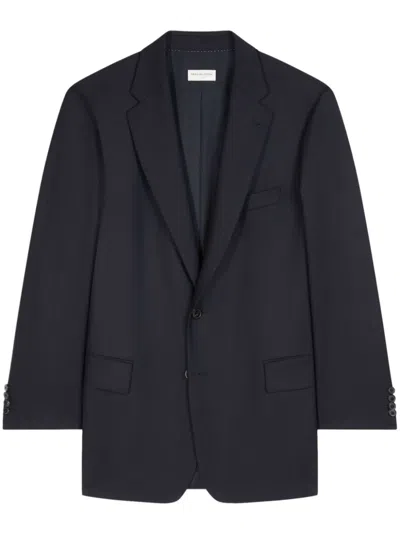 Dries Van Noten Herringbone Wool Blazer In Blue