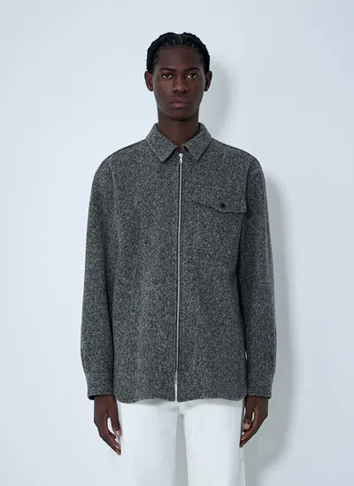 Dries Van Noten Men Herringbone Zip Jacket In Gray