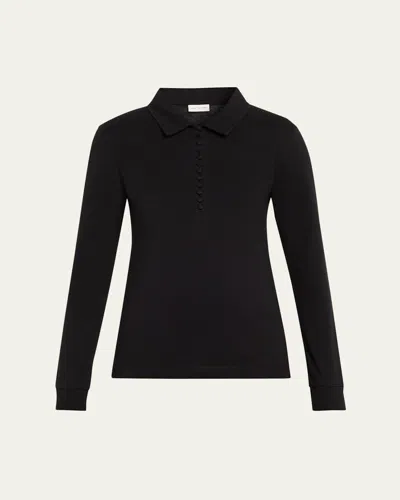 Dries Van Noten Herst Long-sleeve Polo Shirt In Black