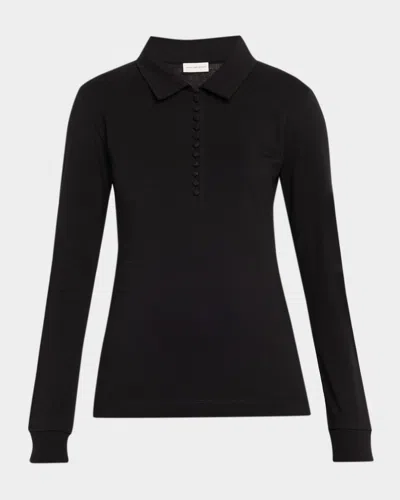 Dries Van Noten Herst Long-sleeve Polo Shirt In Black