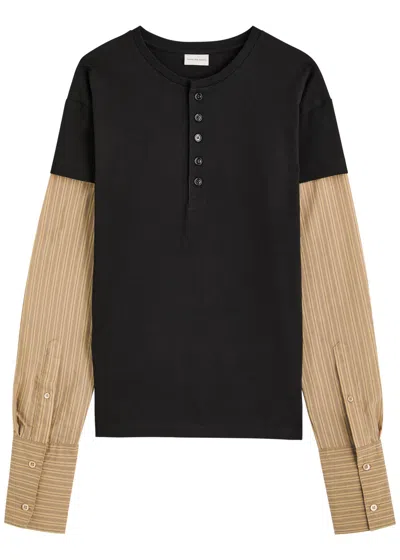 Dries Van Noten Hesma Layered Cotton-blend Top In Black