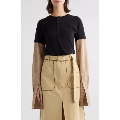 Dries Van Noten Hesma Mixed Media T-shirt In Black