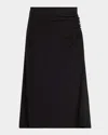 Dries Van Noten Hevira Ruched A-line Midi Skirt In Black