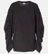 Dries Van Noten Ruched Cotton Jersey Sweatshirt In Black