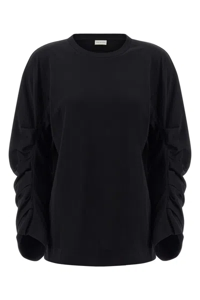Dries Van Noten Relaxed Fit Long Sleeve Crew Neck Top In Black