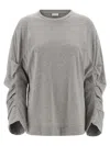 Dries Van Noten Relaxed Fit Long Sleeve Crew Neck Top In Gray