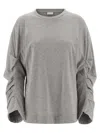 Dries Van Noten Relaxed Fit Long Sleeve Crew Neck Top In Gray