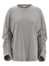 Dries Van Noten T-shirt With Pleated Sleeves Heynas In Gray