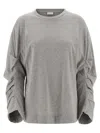 Dries Van Noten T-shirt With Pleated Sleeves Heynas In Gray