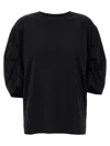 Dries Van Noten Women Black Cotton Draped T-shirt In Black