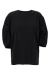 Dries Van Noten Women Black Cotton Draped T-shirt In Black