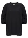 Dries Van Noten Women Black Cotton Draped T-shirt In Black