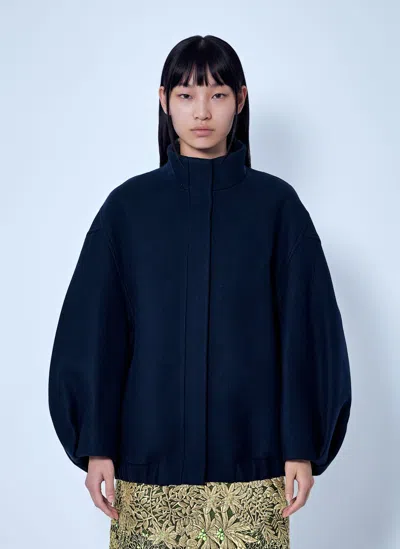 Dries Van Noten High Collar Wool Jacket In Blue