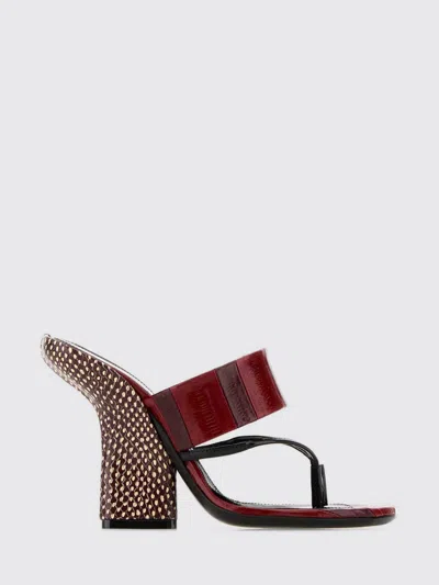 Dries Van Noten Textured Block Heel Mules In Red