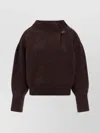 Dries Van Noten High Neck Long Sleeve Knit Sweater In Brown