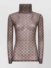 Dries Van Noten Women Mesh Top With Brown Mini Tie Print In Brown