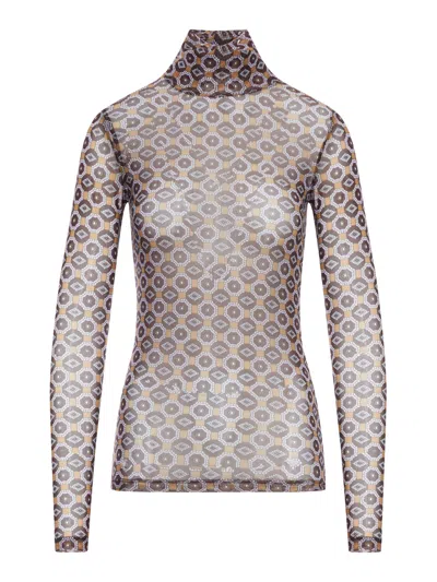 Dries Van Noten High Neck T-shirt With Print In Brown