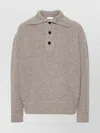 Dries Van Noten High Neck Wool Polo Sweater In Neutrals