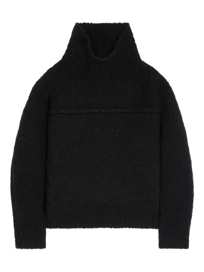 Dries Van Noten High-neck Wool Sweater In Black