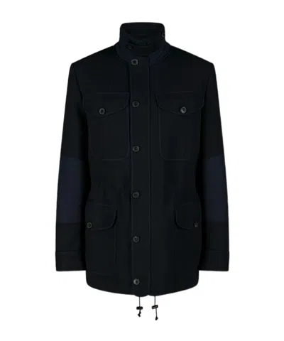 Dries Van Noten High-necked Casual Jacket In Navy