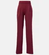 Dries Van Noten High-rise Cotton-blend Wide-leg Pants In Burgundy