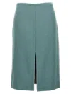 Dries Van Noten Split Back High Waist Knee Length Skirt In Multicolor