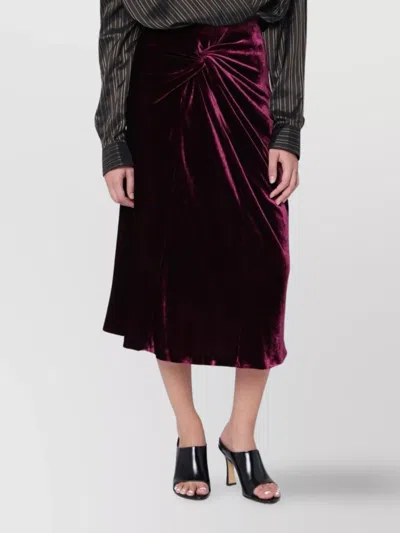 Dries Van Noten High Waist Midi Skirt With Ruched Detail In Purple