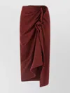 Dries Van Noten High Waist Midi Skirt With Ruffled Detail In Burgundy