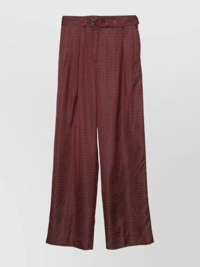 Dries Van Noten High Waist Pleated Wide Leg Trousers In Burgundy