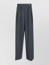 Dries Van Noten High Waist Pleated Wide Leg Trousers In Blue
