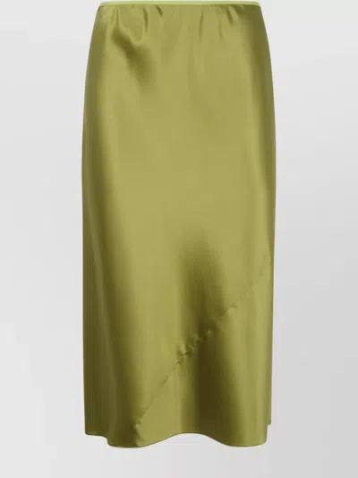 DRIES VAN NOTEN HIGH WAIST SATIN MIDI SKIRT WITH SEAM DETAIL